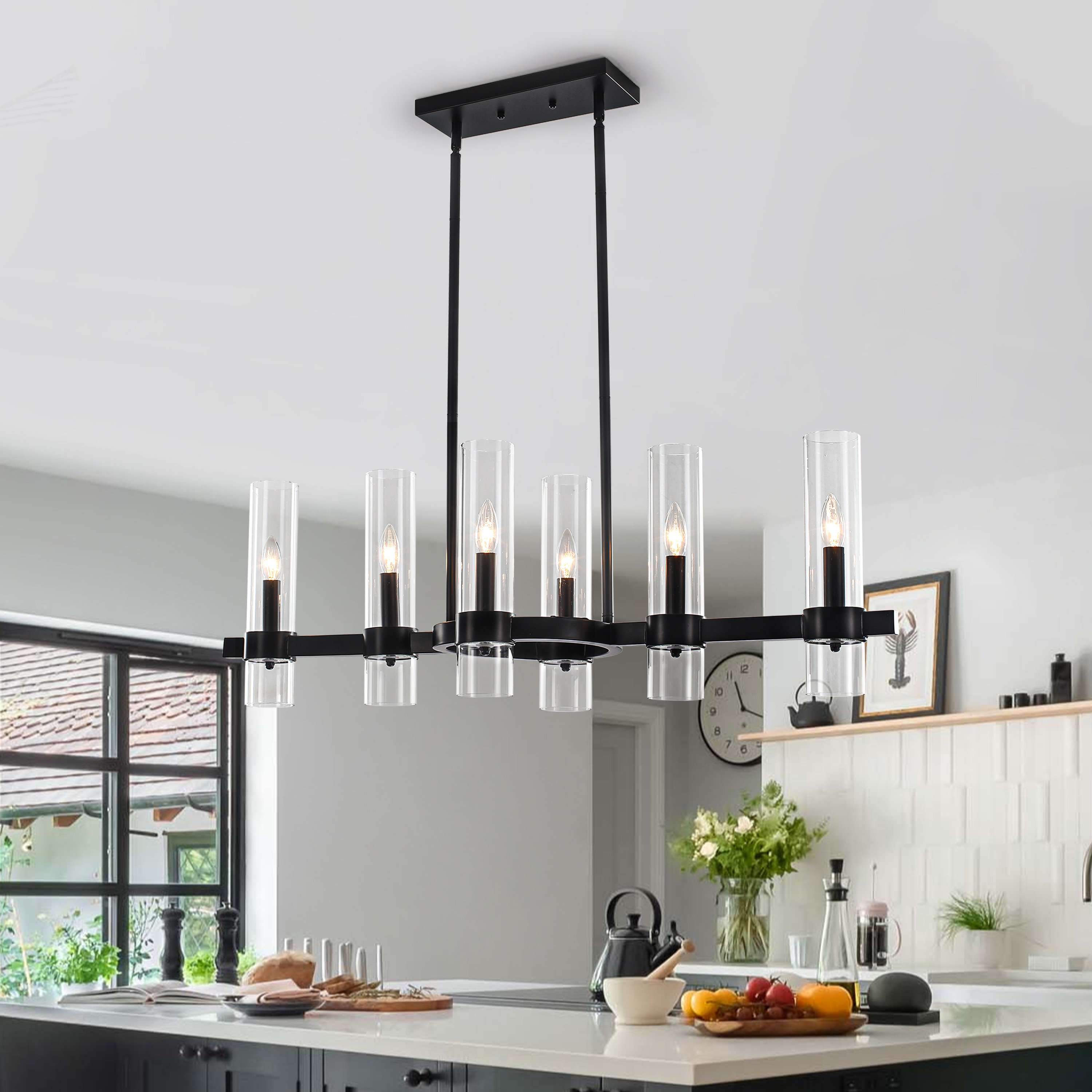 Ivy Bronx 6-Light Kitchen Island Linear Chandelier & Reviews | Wayfair